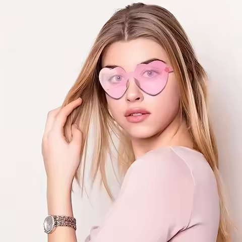 6 Pack Pink Heart Sunglasses Retro Fun Accessories Trendy Party Rave Music Festival Performance Cost