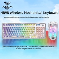 AULA NB98 Wireless Transparent Mechanical Keyboard Display Screen Tri-mode RGB Light Customized Tran
