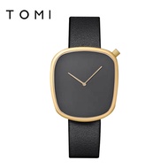 [Small Amount ] Tomi Termi Pebble Watch Quartz Fashion Mens And Womens Leather-Belt Watch Simple Squ