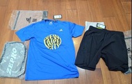 zepro 路跑 馬拉松 短袖 t-shirt 藍 M號 +運動短褲 黑 M號 +灰色背包