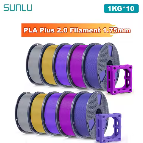 SUNLU 10KG PLA Plus 2.0 3D Printer Filament 1.75mm 1000g Spool (2.2lbs) Neatly Arranged No Knot Fila