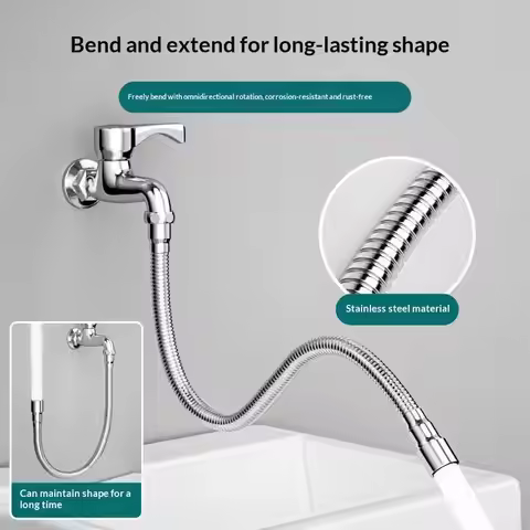 ღUniversal Faucet Extension Extender Adjust Stainless Steel Water Tap Pipe Tube Splashproof Free Ben