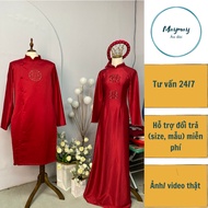 Song Hy red bride and groom Ao dai, engagement Ao dai, bridal Ao dai, wedding Ao dai - Maymay Ao dai
