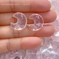 Natural Pink Crystal Star Moon Accessories Carved Smiley Star Smiley Moon Star Small Accessories Pen