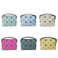 AT/🧃Issey Miyake Packs2023New Cupid Small Square Bag Stitching Geometric Diamond Pattern Bag Women's Shoulder Messenger