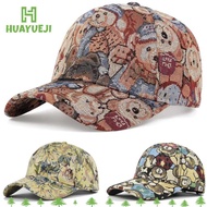 HUAYUEJI Unisex-Teens Caps, Bear Print Cartoon Cute Bear Baseball Cap, Fashion Cotton Little Bear Pr
