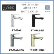 [PUB APPROVED] Fidelis Mixer Colour Faucet New Series Gun Metal Basin Tap / Gold Basin Tap Hot &amp; Cold