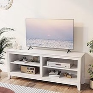 Gyger TV Stand for 65 inch TV with Storage,Modern TV Entertainment Center for Bedroom,TV Media Console Table with 4 Open Storage Shelve,55 inch Wood TV Cabinet White