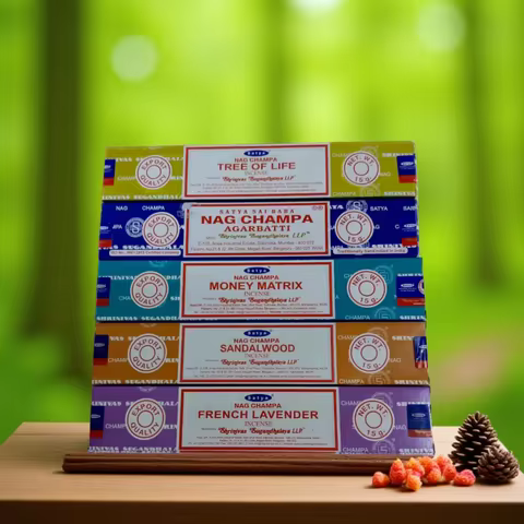 5BOX NAG Champa Incienso Satya Incense Collection Satya Handmade Sticks with Flavors Refreshing Medi