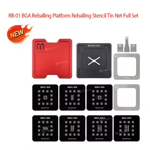 Martview RB-01 Reballing Stencil Tin Net Full Set for EMMC/EMCP/UFS BGA153/162/169/186/221/254 /297W