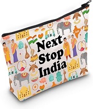 JXGZSO India Travel Gift Next Stop India Makeup Bag Traveler Gift India Trip Cosmetic Bag India Land