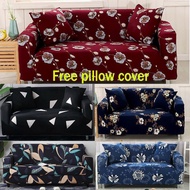 1/2/3/4 Seater Sofa Cover L shape Universal Slipcover Stretch Cushion Cover free pillow cover