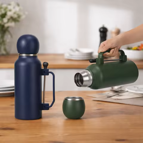 1.3L Yerba Mate Thermal Bottle Stainless Steel Double-Walled Insulated Bottle Leak-proof Large Capac