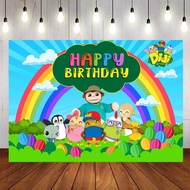 Didi and Friends New Design For Birthday Backdrop For Photography Baby Shower Kids Blur Green Rainbo