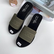 WEDGES IMPORT KAIN RAJUT MODEL SLOP TERBARU SANDAL WANITA KEKINIAN