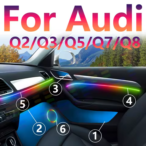 For Audi Q2/Q3/Q5/Q7/Q8 Decoration Atmosphere Lamp 128 Color RGB Symphony Car Ambient Light Interior