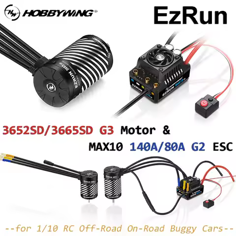 Hobbywing EzRun 3652SD/3665SD G3 Motor & MAX10 140A/80A G2 ESC Sensored Brushless Combo for 1/10 RC 