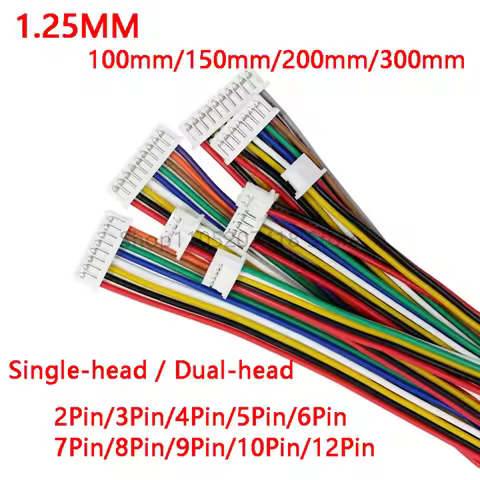 10Pcs JST 1.25mm Pitch Female Socket Terminal Plug Wire 2/3/4/5/6/8Pin 10CM/20CM/30CM 28AWG Electron