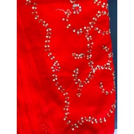 MERAH 72- READY Saree Fabric Indian Sari/ Indian Clothing/ Traditional Indian Clothing/ Red Saree Fa