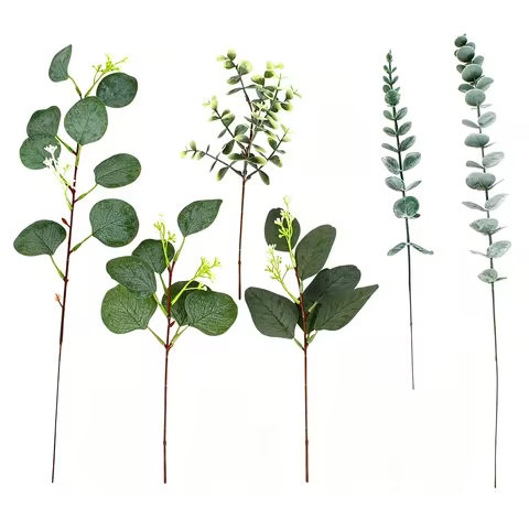 Single Branch With Fruit Eucalyptus Leaf Arrangement Diy Decoration Simulation Money Leaf Decoration