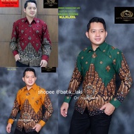HIJAU KEMEJA MERAH Modern Men's Batik Shirt Long Sleeve Full Tricot Batik Shirt For Men Solo KAMULYAN Red Yellow Green