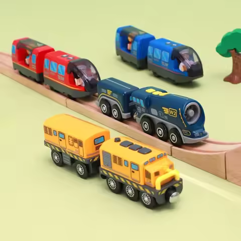 Unleash Imaginative Adventures Kids' Electric Train on Wooden Tracks with Magnetic Slot and Diecast 
