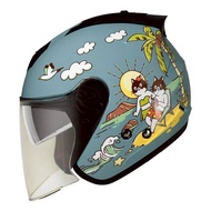 Thhh Safety Helmet T386N AL0 Ha Quiet Blue Inner Sunglasses Metal Buckle Anti-UV400 Headset Cao Half