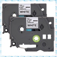 [R Q M U] Label Tape Replacement for  P-Press TZe Label Tape 12mm 0.47 Inch Laminated 26.2 Feet Blac
