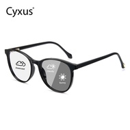 Cyxus Photochromic Anti-blue Light Glasses Spring Legs Round Frame PC Frame For Women 8193