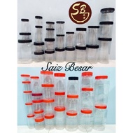 (SAIZ BESAR)Balang Biskut / Kuih Raya TEBAL🇲🇾PET Containers/Plastic Jars(Red/Black/Transparent Lid)🇲