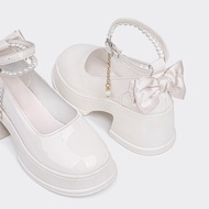 SAVING FINDAL WOMEN'S SHOES 7CM HEELS PLATFORM KOREAN STYLE RUBBER HEEL RIBBON HILS UPPER PEARL RIBB