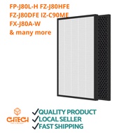 Replacement HEPA Filter for Sharp FP-J80L-H FZ-J80HFE FZ-J80DFE IZ-C90ME FX-J80A-W