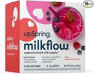 UpSpring Milkflow Electrolyte Breastfeeding Supplement Drink Mix with Fenugreek | Berry Flavor | Lac