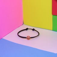 Gelang Tali Kulit Korea Simple Knot Smiley Smile Pria Wanita Waterproof Adjustable Premium Bracelet