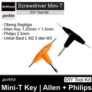 Obeng Segitiga - Mini T By Gurkha | Kunci Allen Philips Plus Mur M2.5 M3 1.3 1.5 Baut Tanam L