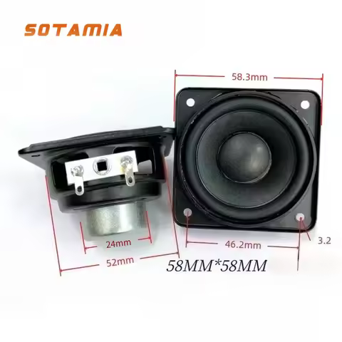 SOTAMIA 2Pcs 2 Inch Subwoofer Audio Speaker 58mm 4 Ohm 12W Multimedia Bass Power HIFI Loudspeaker DI