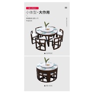 Marble Solid Wood Dining Tables and Chairs Set Modern Simple Home Small Apartment round Dining Table Multi-Functional Internet Celebrity Dining Table