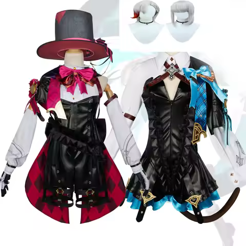 2025 Leather Version Lyney Lynette Cosplay Costume Full Set Genshin Impact Lynette Gemini Fashion Ha