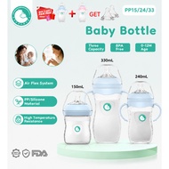 Preferred Botol Susu Baby Milk Feeding Bottle Wide Neck BPA Free for Newborn Ready Stock(11oz/8oz/5o
