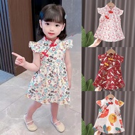 Cheongsam girl new short sleeve kids Chinese style hanfu baby dress dress
