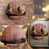 Hand Crafted Liquor Bottle Display Wall Mounted Vintage Wooden Whiskey Barrel Shelf Wall-Mounted Wine Storage