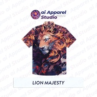 KEMEJA Premium Short Sleeve Adult Shirt - Ai Apparel Studio x HMSTR - Lion Majesty
