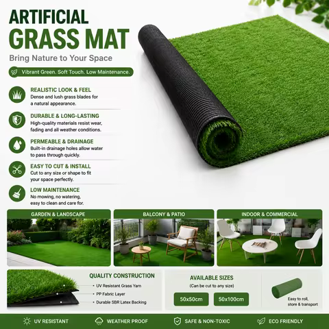 50X50cm 50X100cm Artificial Turf Grass Carpet Simulation Interior Decoration Garden Landscape Turf R