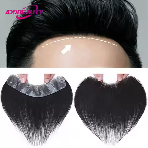 Man Wigs Straight Human Hair Wig Vstyle Front Hairline Thin Skin Men Toupee Human Hair Full PU 0.04-