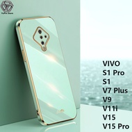 YuPin เคสสำหรับ VIVO โทรศัพท์แบบนิ่มขอบตรง S1โปร/S1/V7พลัส/V9/V11i / V15 / V15 Pro ชุบโครเมี่ยมสุดหรูหลากสีและเงาฝาหลังโทรศัพท์กันกระแทก