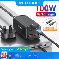Vention 100w Desktop GaN Charger QC 3.0 PD 3.0  Fast Charger Adapter Type C Charging Station compati