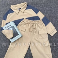 JI HOO COMBIE CROP MIX JOOLY PANTS | Women's suit SET | ONE SET