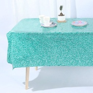 3pcs, 137*274CM/53.94*107.87IN, Disposable Table Cloth & Skirt, Blue & Gold Theme Pattern, Suitable 