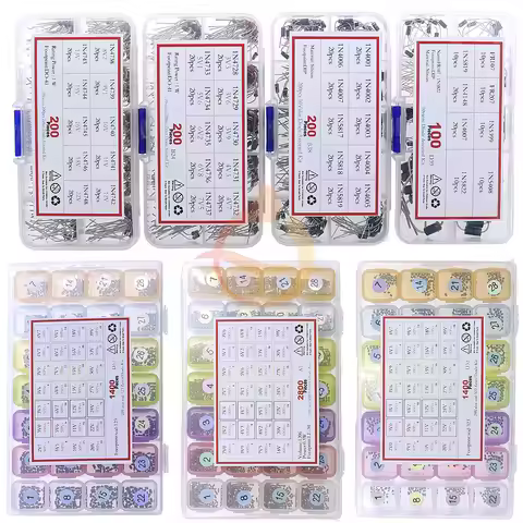 DIP SMD Zener Diode Fast Switching Schottky TVS Diode Kit 1N4001 1N4004 1N4007 1N5408 UF4007 FR207 1