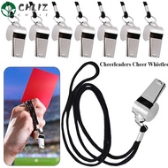 CHLIZ 2pcs Metal Whistle Hot sale Referee Sport Rugby With Black Rope Stainless Steel Whistles